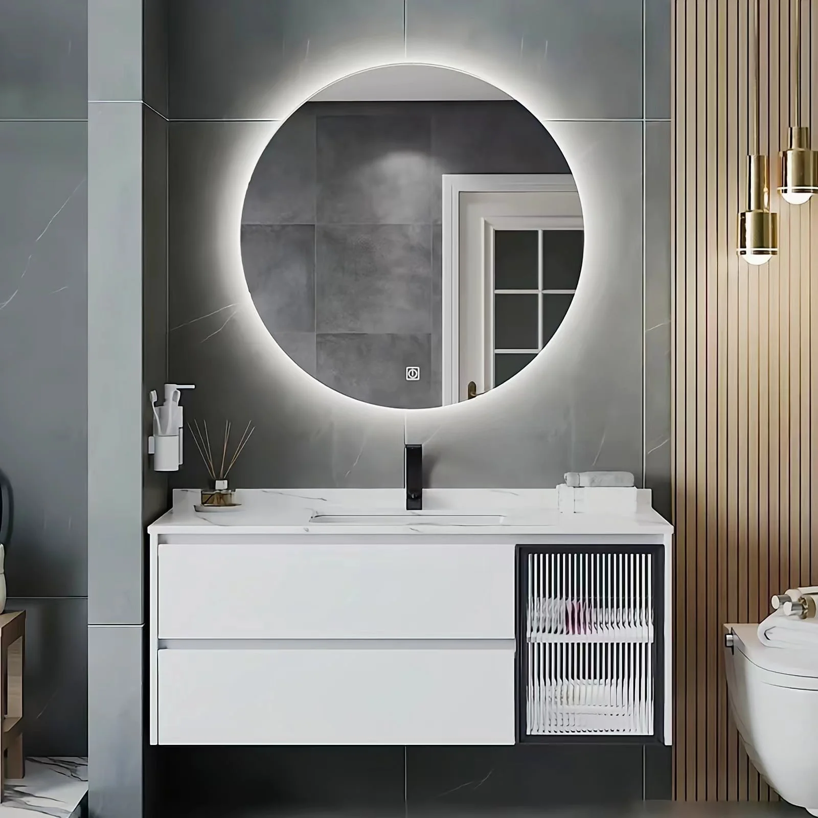 Smart Bathroom vanity cabinet with Led mirror wholesale factory supplier from China